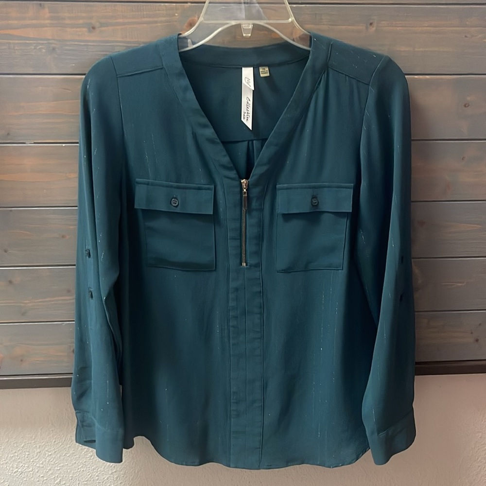NY Collection Sheer Long Sleeve Top